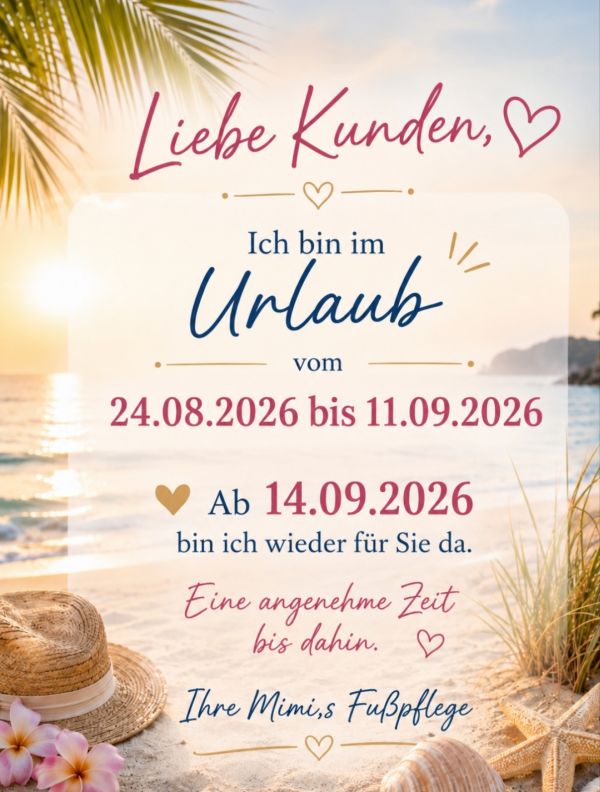 Urlaubshinweis 24.08.-11.09.2026